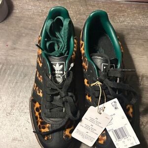 adidas Black & Leopard Print Sneakers with Green Lining